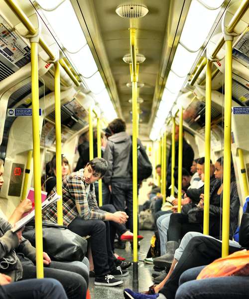 Underground train with people